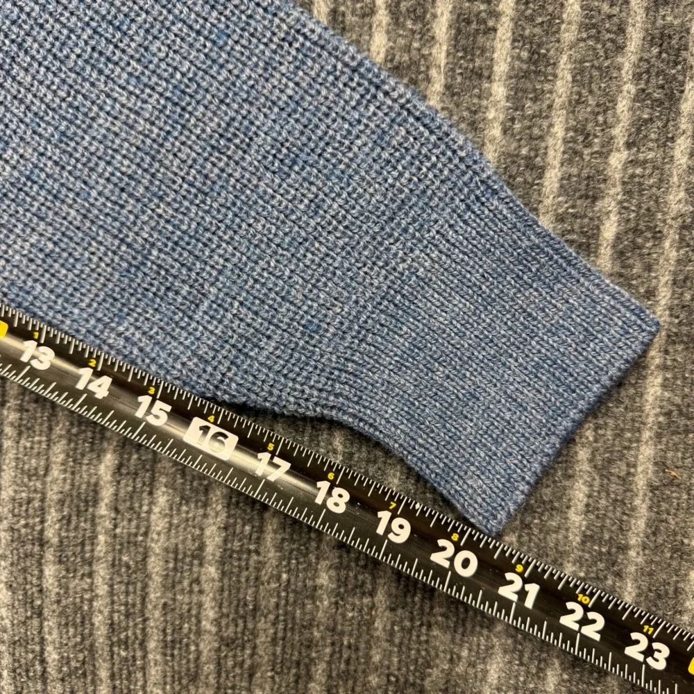 L.L. Bean High Trek Yarn Sweater L Blue NEW Henley Wool Blend Waffle Knit (2180)